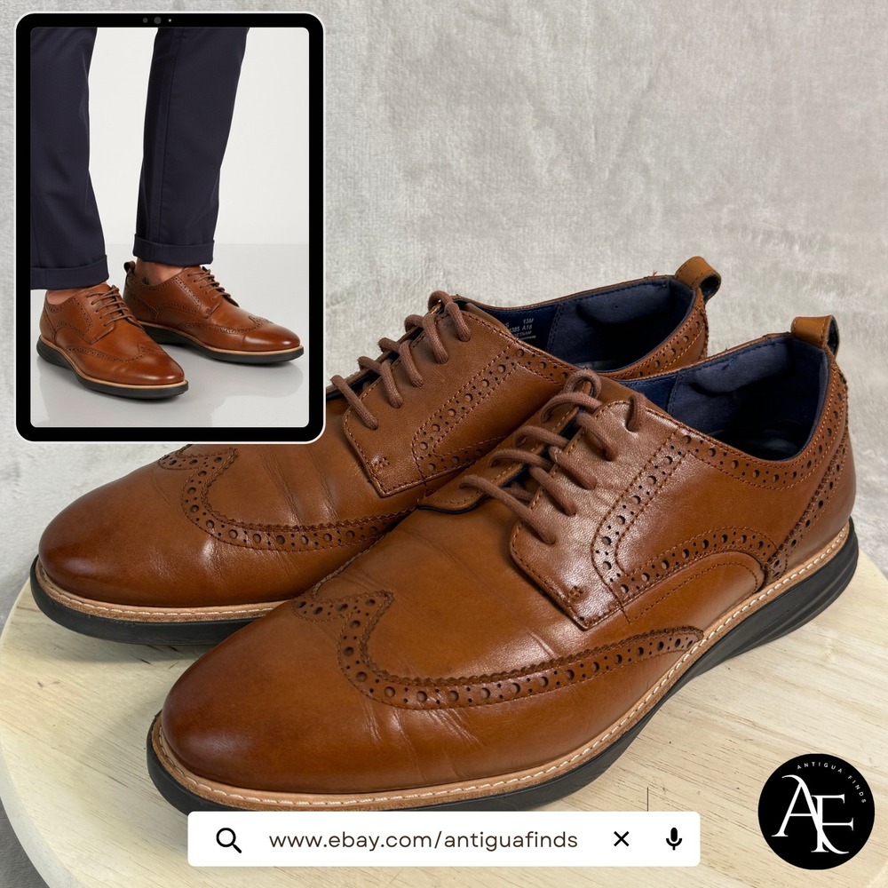 COLE HAAN Men's Shoes Size 11M Brown Leather Grand Evolution Wingtip Oxford 13M